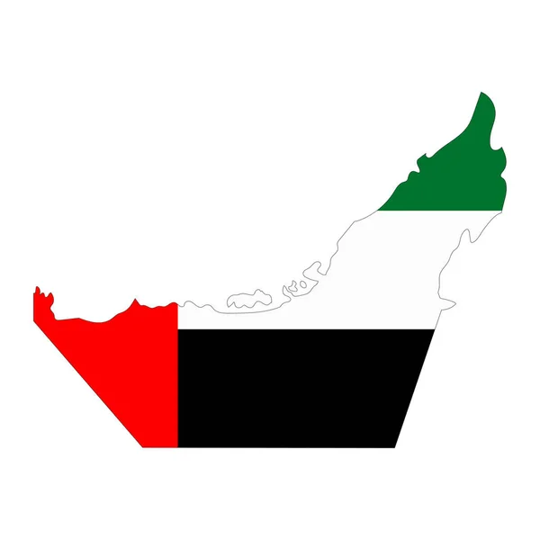 Förenade Arabemiraten Karta Siluett Med Flagga Isolerad Vit Bakgrund — Stock vektor