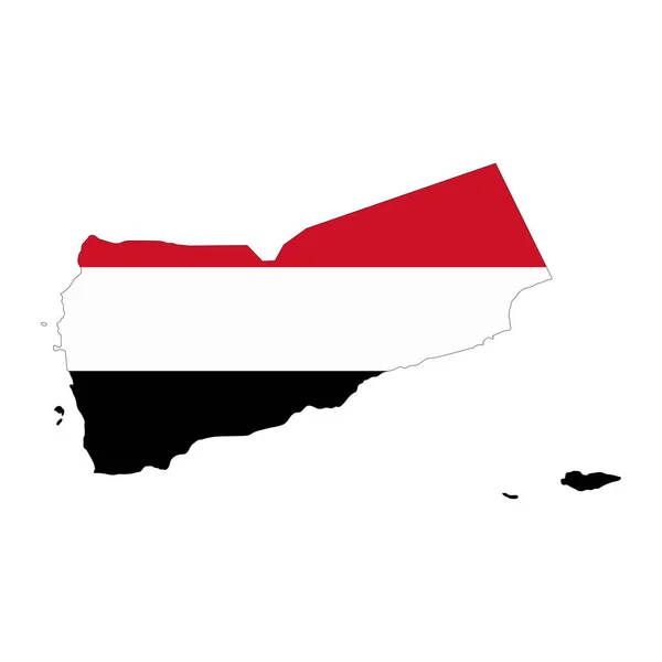 Jemen Kaart Silhouet Met Vlag Geïsoleerd Witte Achtergrond — Stockvector