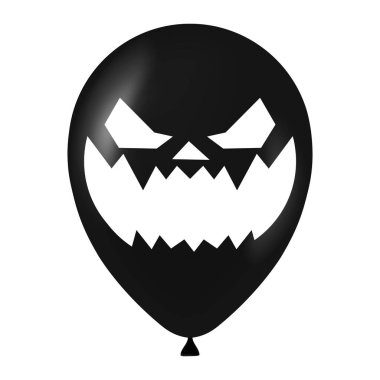 Korkunç ve komik yüzlü cadılar bayramı siyah balonu çizimi