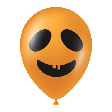 Korkunç ve komik yüzlü Cadılar Bayramı turuncu balonu çizimi