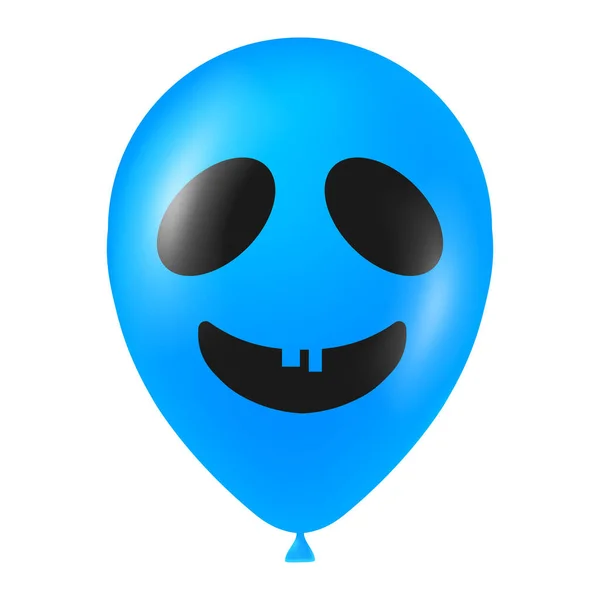 Korkunç Komik Yüzlü Cadılar Bayramı Mavi Balonu Çizimi — Stok Vektör