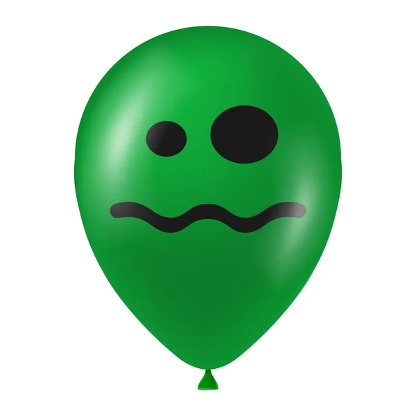 Ilustración Globo Verde Halloween Con Cara Aterradora Divertida — Vector de stock