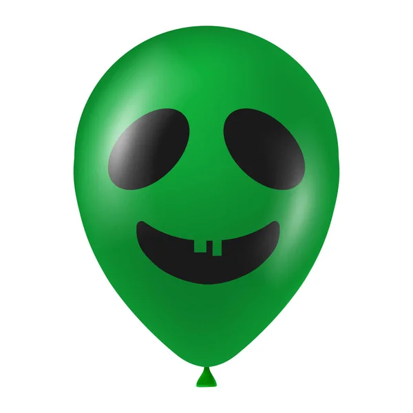 Απόκριες Πράσινο Μπαλόνι Εικονογράφηση Τρομακτικό Και Αστείο Πρόσωπο — Διανυσματικό Αρχείο