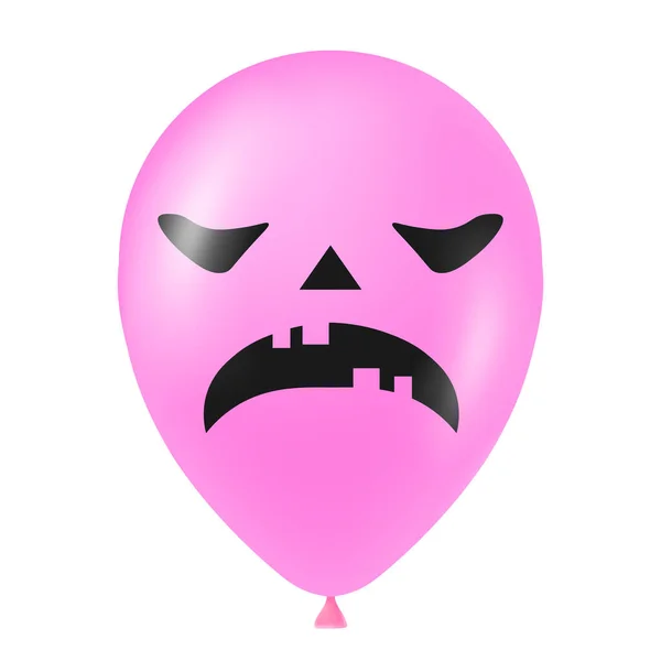 Halloween Roze Ballon Illustratie Met Eng Grappig Gezicht — Stockvector