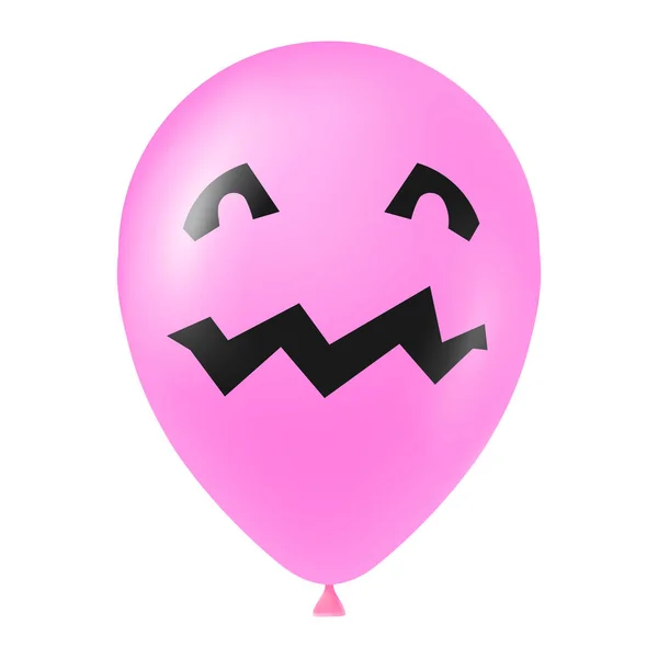 Korkunç Komik Yüzlü Cadılar Bayramı Pembe Balonu Çizimi — Stok Vektör