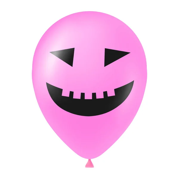 Ilustración Globo Rosa Halloween Con Cara Aterradora Divertida — Vector de stock