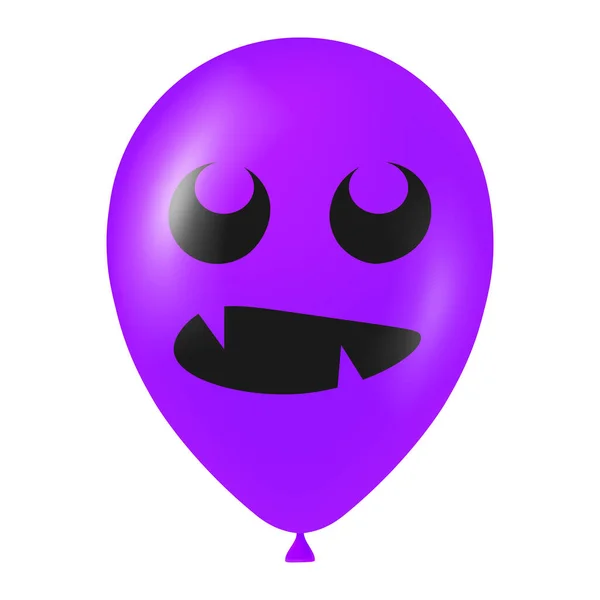 Korkunç Komik Yüzlü Cadılar Bayramı Mor Balonu Çizimi — Stok Vektör
