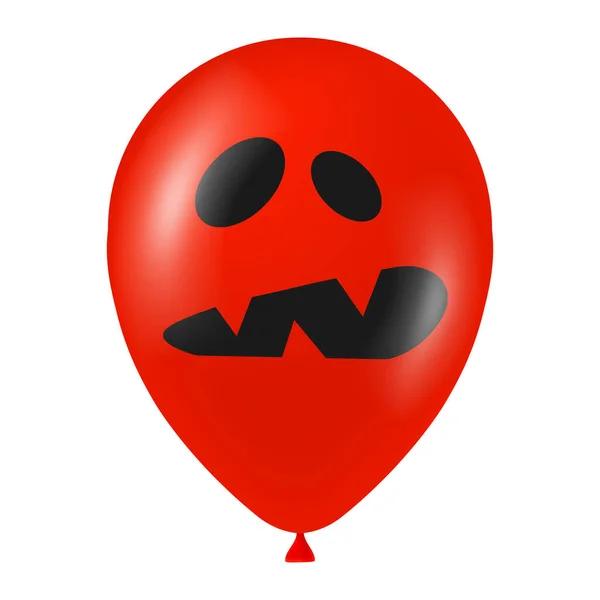 Хэллоуин Красный Воздушный Шар Иллюстрация Страшным Смешным Лицом — стоковый вектор