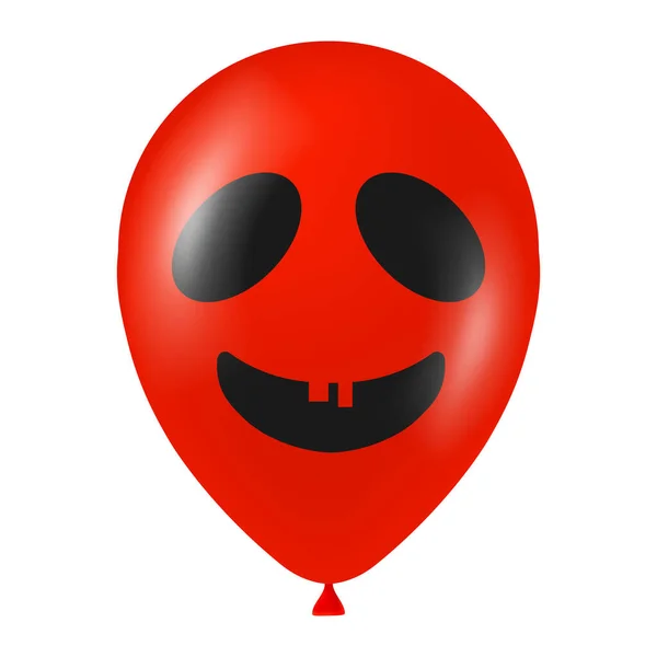 Ilustración Globo Rojo Halloween Con Cara Aterradora Divertida — Vector de stock