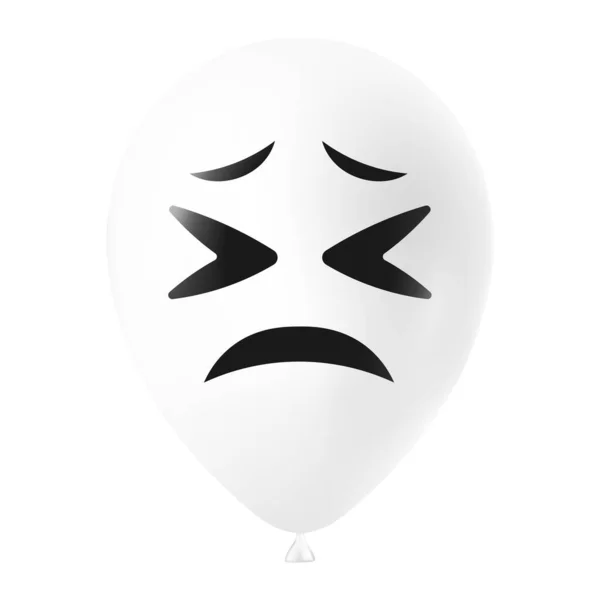 Halloween Balão Branco Ilustração Com Rosto Assustador Engraçado —  Vetores de Stock