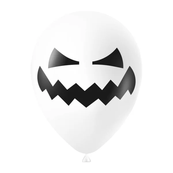 Halloween Balão Branco Ilustração Com Rosto Assustador Engraçado — Vetor de Stock