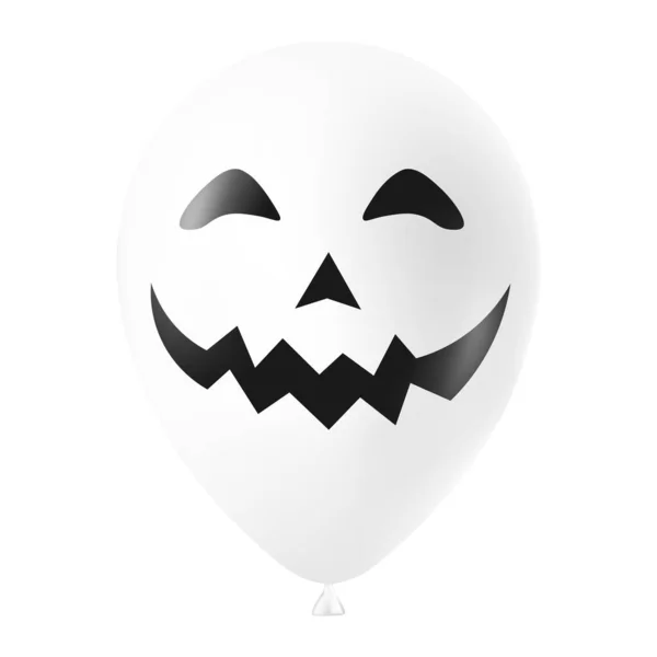 Halloween Fehér Léggömb Illusztráció Ijesztő Vicces Arc — Stock Vector