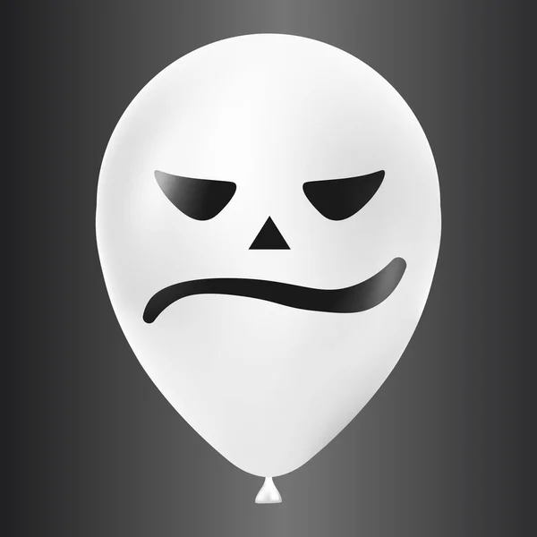 Halloween Weißen Ballon Illustration Mit Beängstigenden Und Lustigen Gesicht Isoliert — Stockvektor
