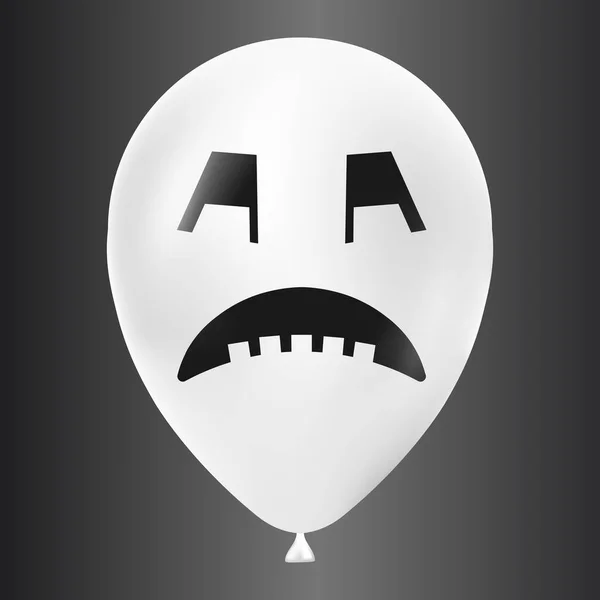 Halloween Vit Ballong Illustration Med Skrämmande Och Roligt Ansikte Isolerad — Stock vektor