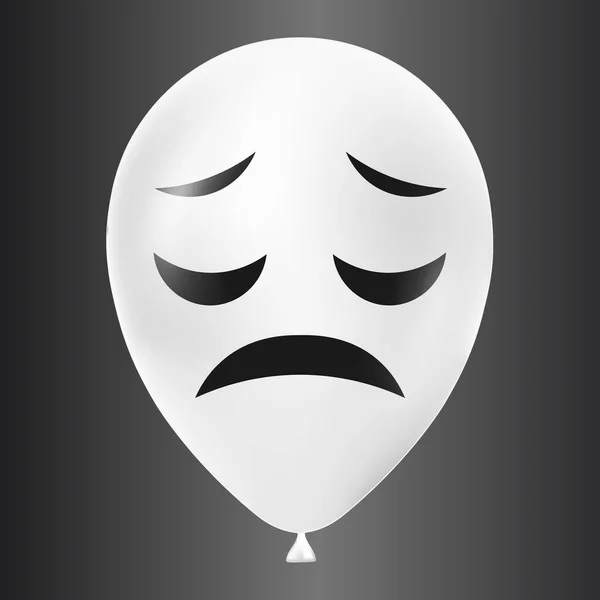 Halloween White Balloon Illustration Scary Funny Face Isolated Dark Background — Stock Vector