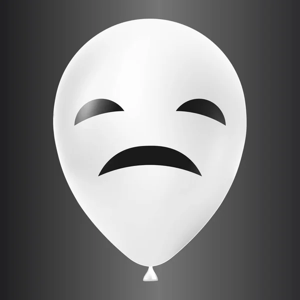 Halloween Bílý Balón Ilustrace Děsivou Legrační Tvář Izolované Tmavém Pozadí — Stockový vektor