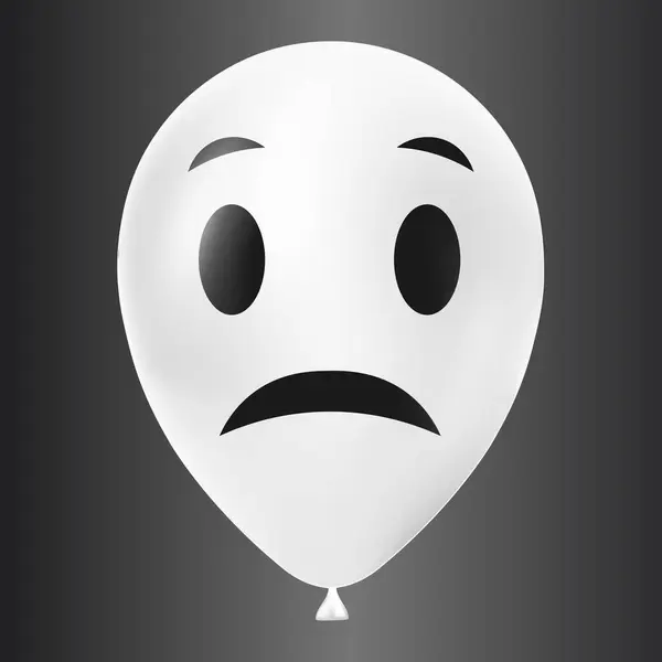 Halloween Biały Balon Ilustracja Przerażające Zabawne Twarz Izolowane Ciemnym Tle — Wektor stockowy