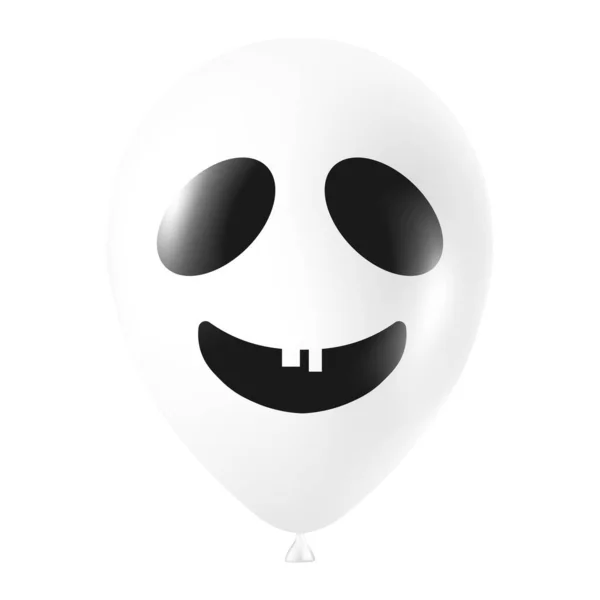 Illustration Ballon Blanc Halloween Avec Visage Effrayant Drôle — Image vectorielle