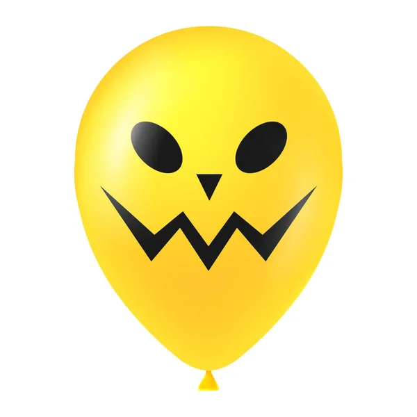 Ilustración Globo Amarillo Halloween Con Cara Aterradora Divertida — Archivo Imágenes Vectoriales