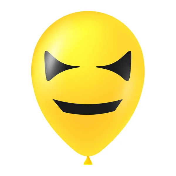 Halloween Żółty Balon Ilustracja Straszną Zabawną Twarzą — Wektor stockowy