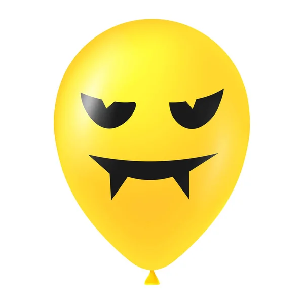 Halloween Gelben Luftballon Illustration Mit Beängstigenden Und Lustigen Gesicht — Stockvektor