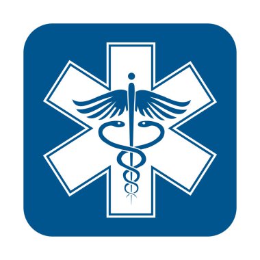 Yaşam ikonunun tıbbi işaret yıldızı. Hastane ambulansı yıldız sembolü resim çizimi