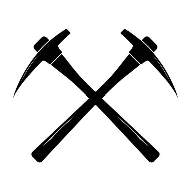 Kazma ekipmanı siyah beyaz sembol izole