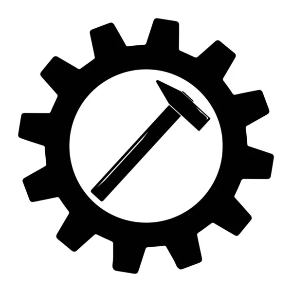 Simple Icon Hammer Gear Web — Stock Vector