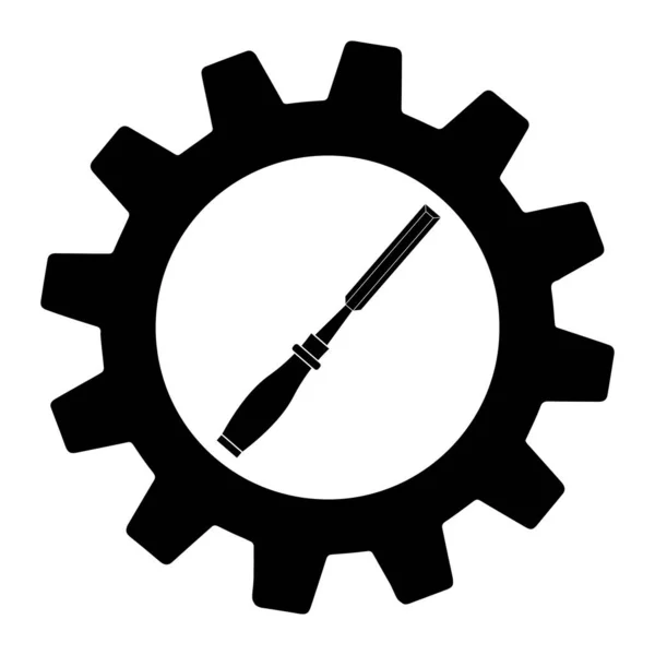 Ilustración Simple Del Icono Del Cincel Engranaje Para Aplicación Web — Vector de stock