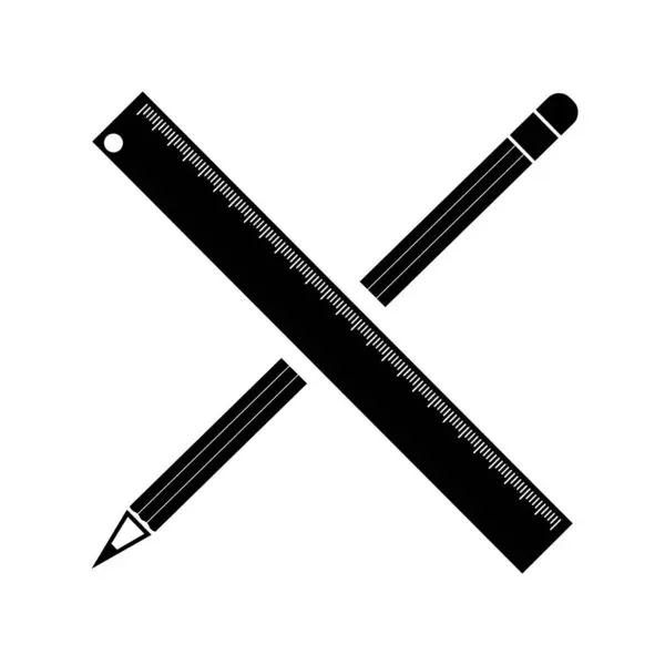 Egyszerű Ceruza Vonalzó Eszköz Ikon Elszigetelt Illusztráció — Stock Vector