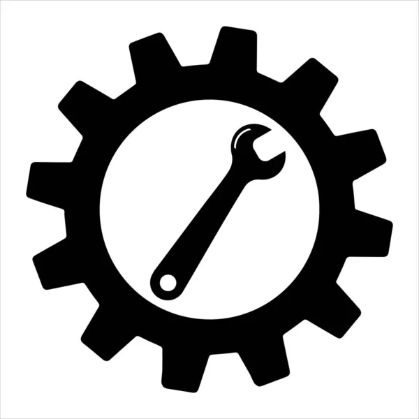 Simple Spanner Gear Isolated White Background Icon Apps Websites — Stock Vector
