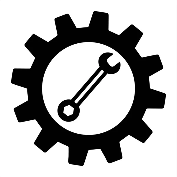 Einfacher Schraubenschlüssel Getriebe Isoliert Auf Weißem Hintergrund Icon Für Apps — Stockvektor