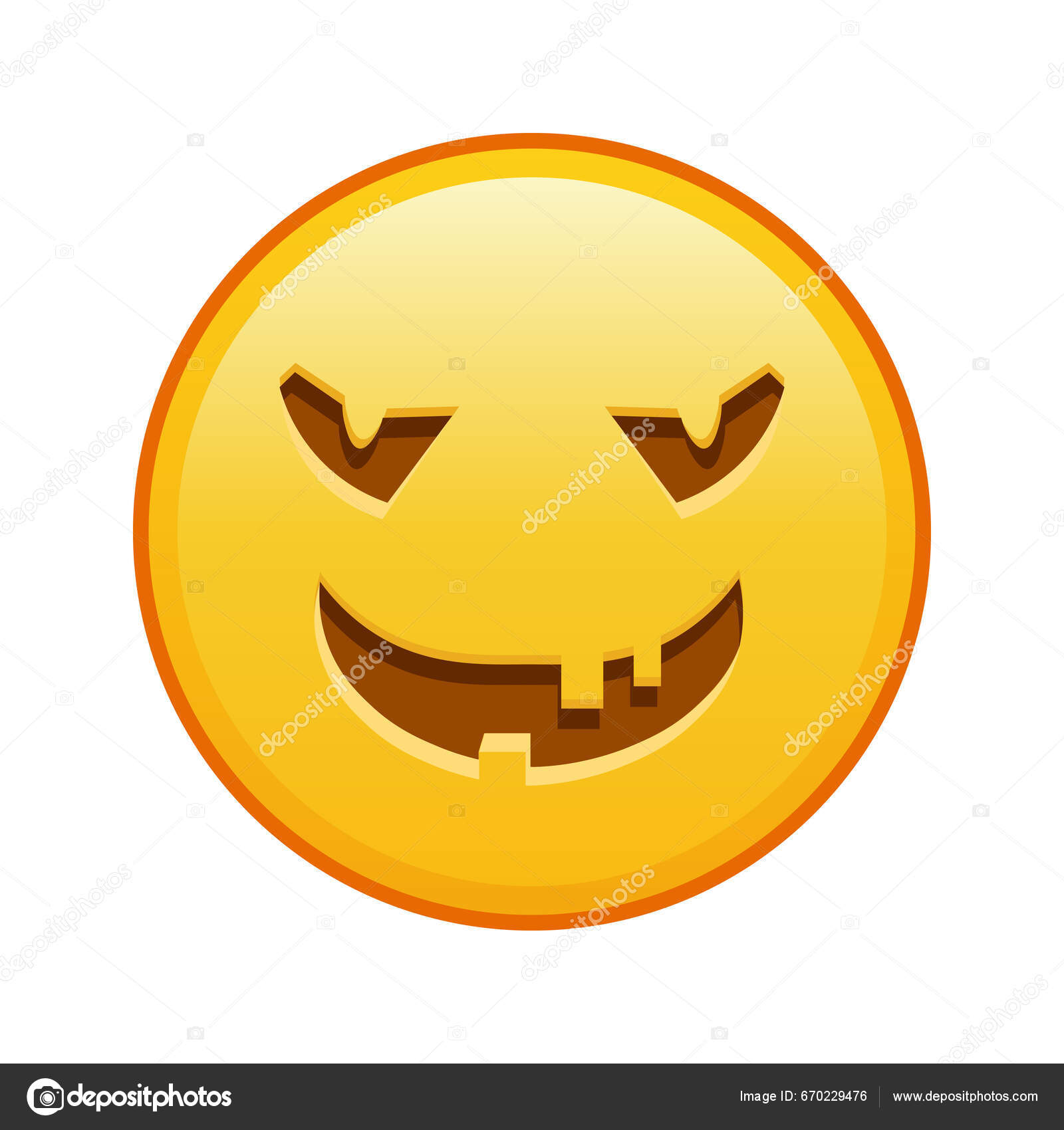 Cara assustadora de halloween tamanho grande de sorriso emoji amarelo