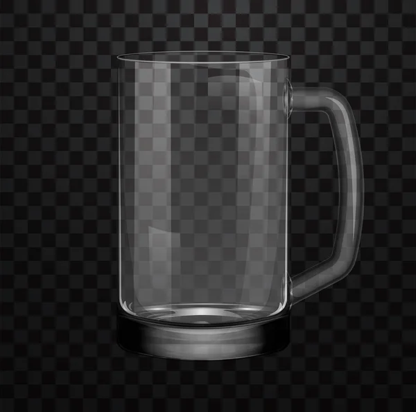在透明的背景下隔离的现实的空啤酒杯 — 图库矢量图片