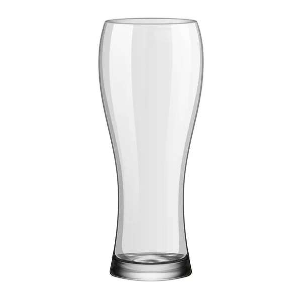 白い背景に隔離された現実的な空のビール ガラス — ストックベクタ