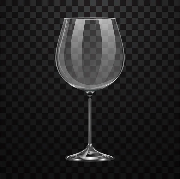 Realistische Lege Bourgogne Wijnglas Geïsoleerd Transparante Achtergrond — Stockvector