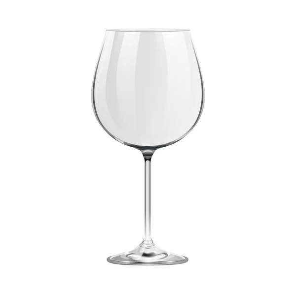 Realistisches Leeres Weinglas Aus Burgund Isoliert Auf Weißem Hintergrund — Stockvektor