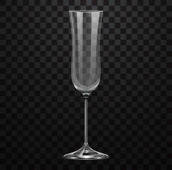 Verre Champagne Vide Réaliste Isolé Sur Fond Transparent — Image vectorielle