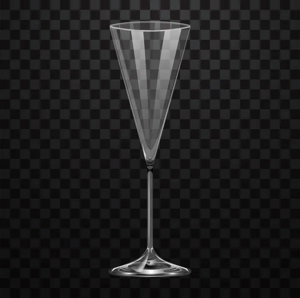Realistische Lege Champagne Glas Geïsoleerd Transparante Achtergrond — Stockvector