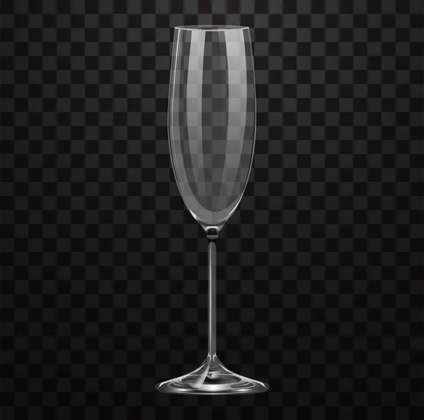 Realistico Bicchiere Champagne Vuoto Isolato Sfondo Trasparente — Vettoriale Stock
