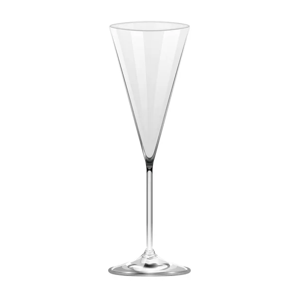 Realistiskt Tomt Champagneglas Isolerad Vit Bakgrund — Stock vektor