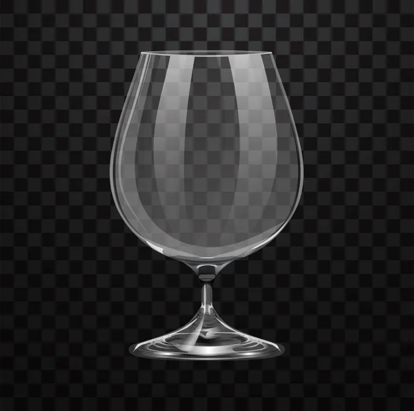 Bicchiere Vuoto Realistico Cognac Brandy Isolato Sfondo Trasparente — Vettoriale Stock