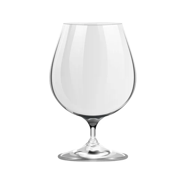 Realistisches Leeres Glas Für Cognac Oder Brandy Isoliert Auf Weißem — Stockvektor