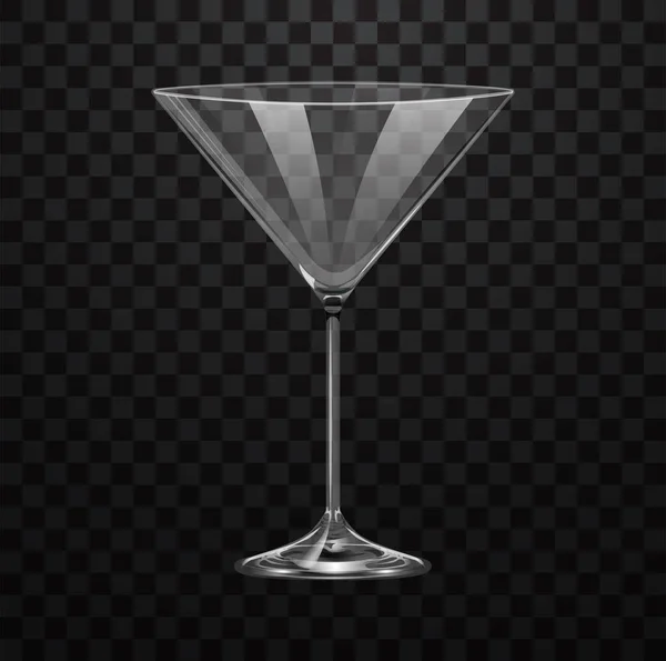 Realistisches Leeres Martini Glas Isoliert Auf Transparentem Hintergrund — Stockvektor