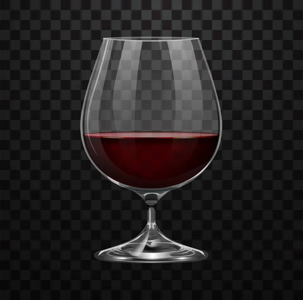 带有红色白兰地或白兰地 背景透明的现实主义玻璃杯 — 图库矢量图片