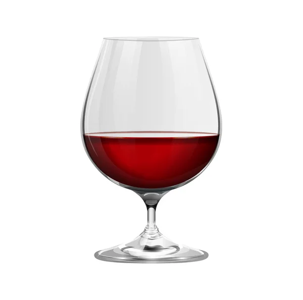 Realistisches Glas Mit Rotem Cognac Oder Brandy Isoliert Auf Weißem — Stockvektor