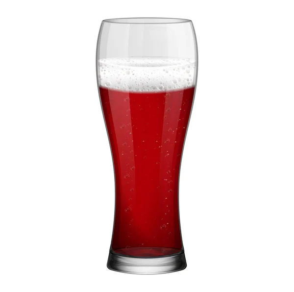 Cerveza Roja Realista Vidrio Perforado Aislado Sobre Fondo Blanco — Vector de stock