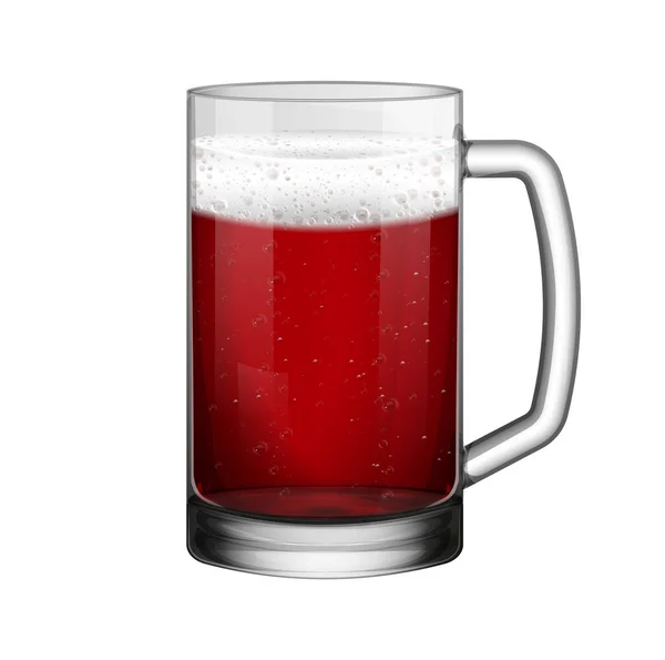 白い背景に隔離された現実的な赤いビールかパンチ ガラス — ストックベクタ