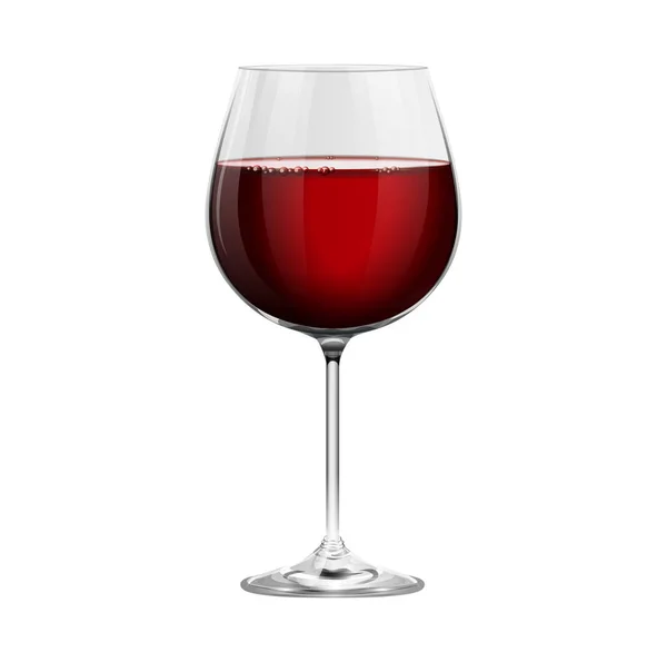 Realistiskt Rött Vinrött Glas Isolerad Vit Bakgrund — Stock vektor