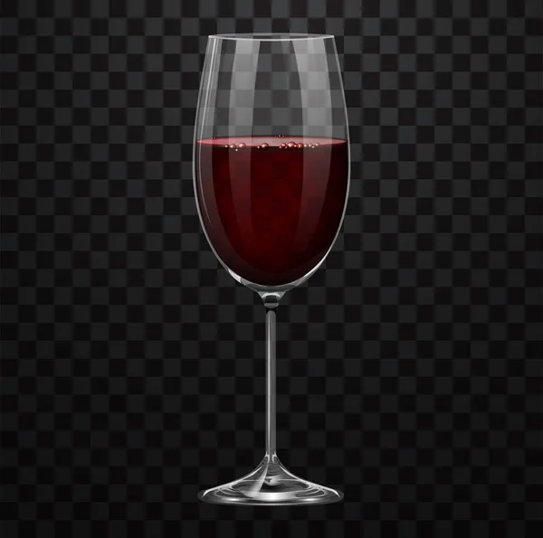 Verre Vin Cabernet Rouge Réaliste Isolé Sur Fond Transparent — Image vectorielle